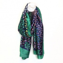 Navy & Green Mix Silky Cascading Flower Scarf by Peace of Mind